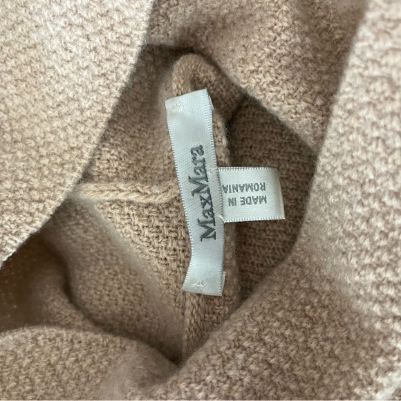 MaxMara Size Small Tan Wool Cashmere Funnel Neck Boxy Short Sleeve Knit Sweater - Picture 11 of 13